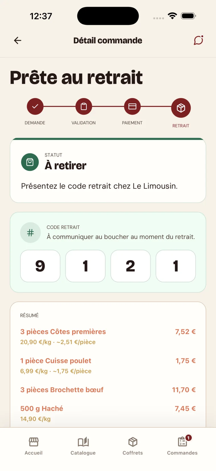 Code de retrait à 4 chiffres